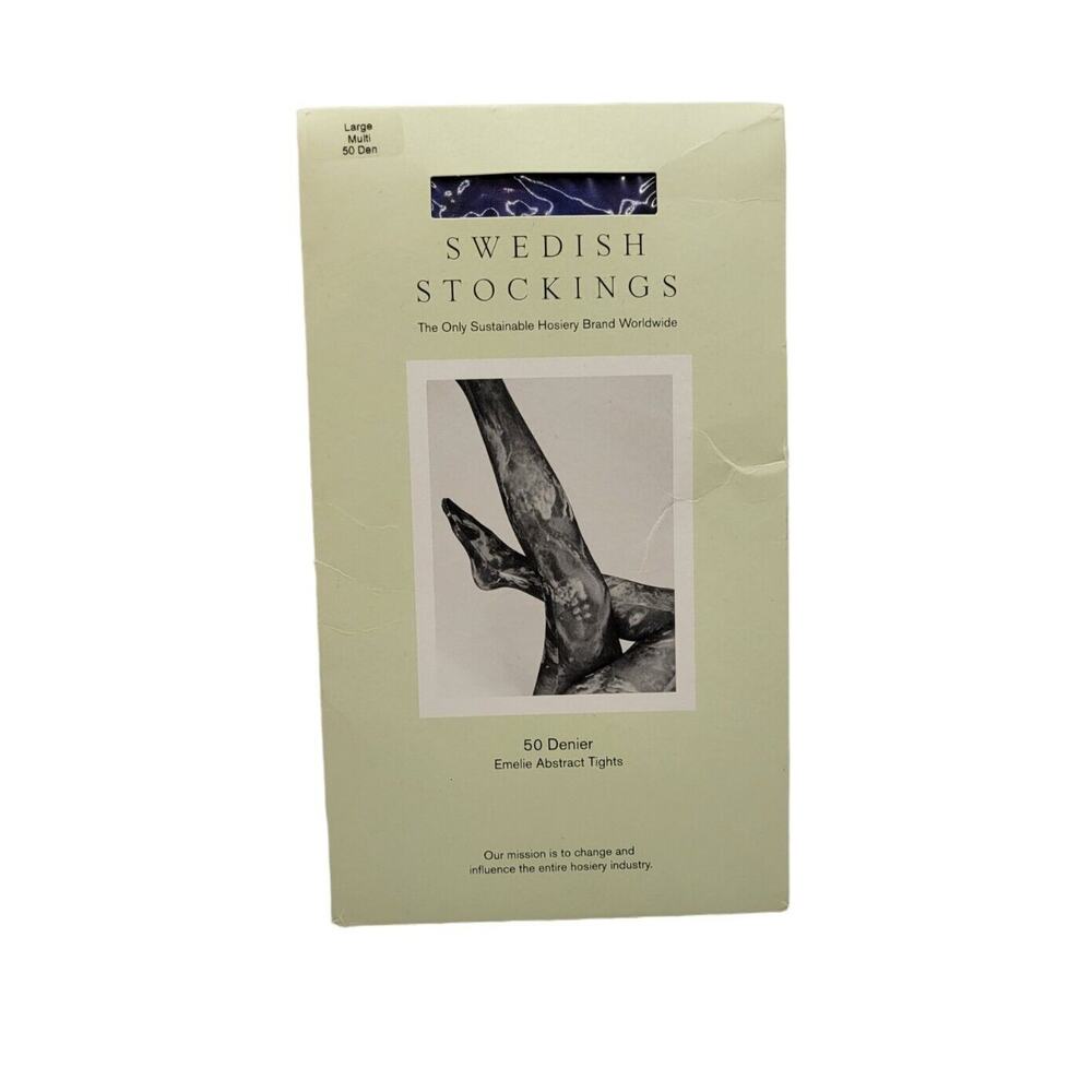 Swedish Stockings Emelie Abstract 50 Denier Semi Opaque Tights Size Small New